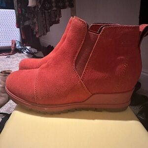 Women's Sorel Rust Suede Ankle Wedge Booties